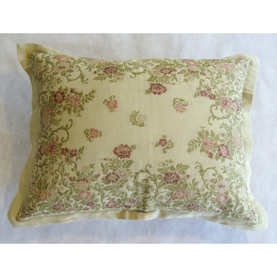 Beige Embroidered Oblong Cushion - 62cm x 48cm - COMPLETE WITH HOLLOW FIBRE INNER