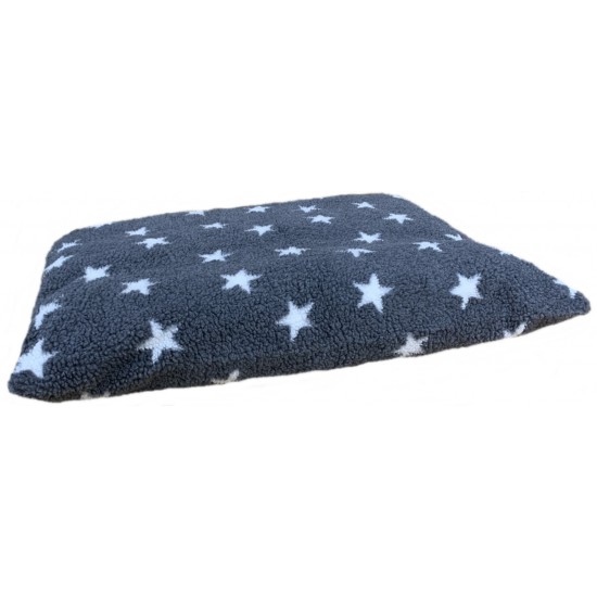 Grey with White Stars - Sherpa Fleece Dog Bed Cushion