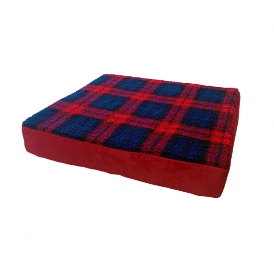 Crimson Red Memory Foam Dog Bed - 59cm Square, 9cm Deep