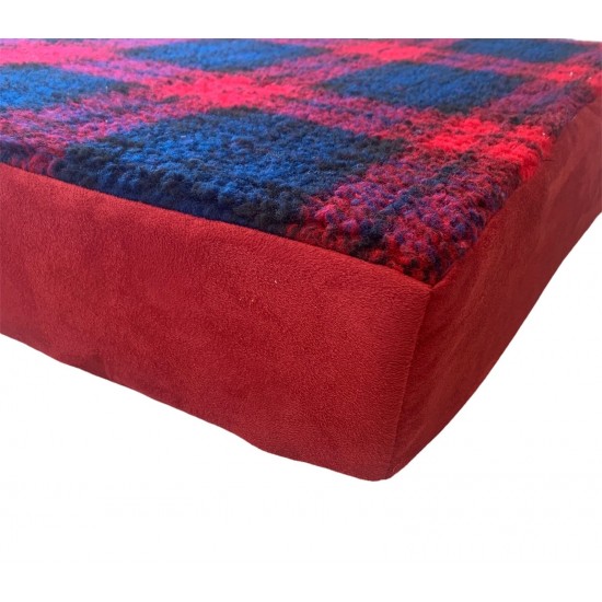 Crimson Red Memory Foam Dog Bed - 59cm Square, 9cm Deep