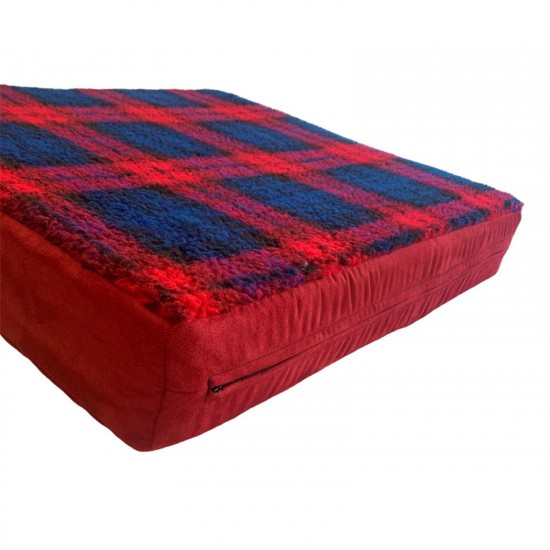 Crimson Red Memory Foam Dog Bed - 59cm Square, 9cm Deep