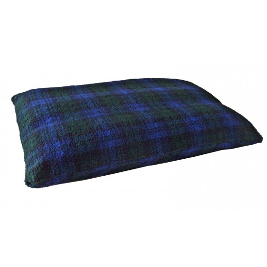 Blackwatch Tartan - Sherpa Fleece Dog Bed Cushion