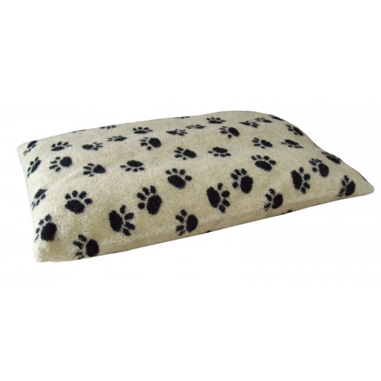 Cream Pawprints - Sherpa Fleece Dog Bed Cushion