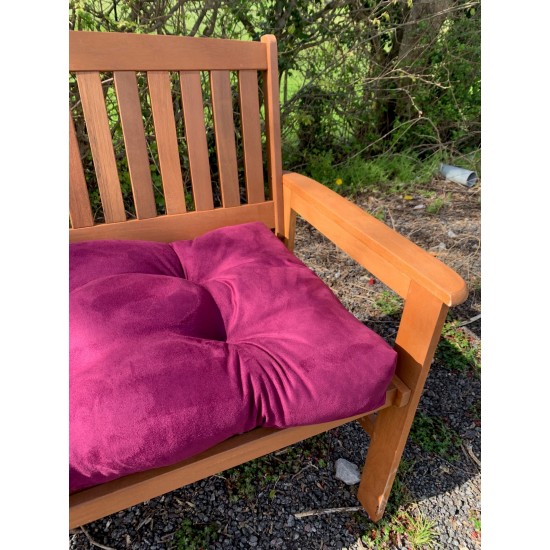 Blown Fibre Garden Bench Cushion - Aubergine Purple Faux Suede