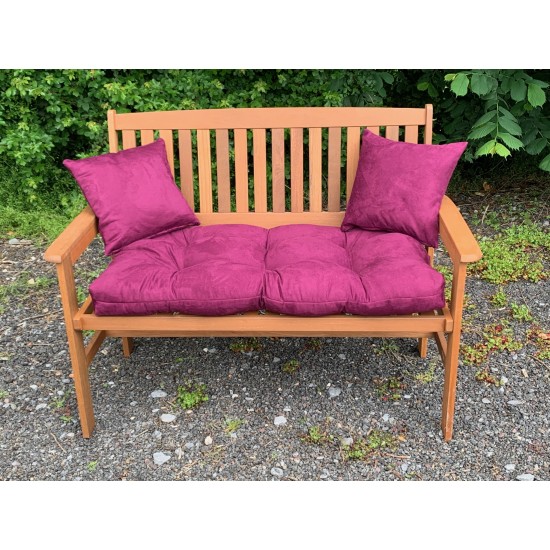 Blown Fibre Garden Bench Cushion - Aubergine Purple Faux Suede