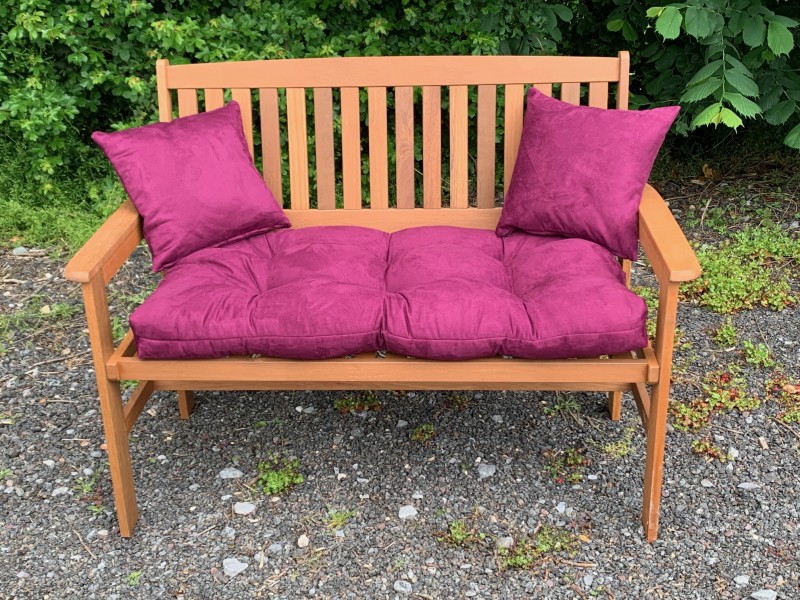 Blown Fibre Garden Bench Cushion - Aubergine Purple Faux Suede