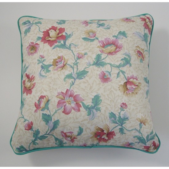 Pink Flower Cushion - 37cm x 37cm - COMPLETE WITH HOLLOW FIBRE FILLED INNER