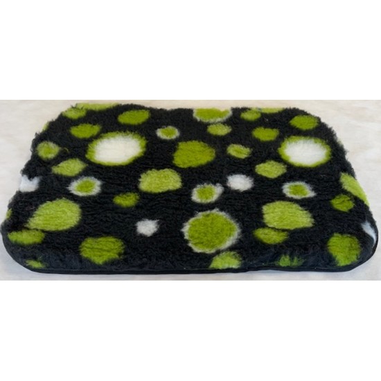 PnH Veterinary Bedding ® - BINDED - NON SLIP - Black with Green Circles