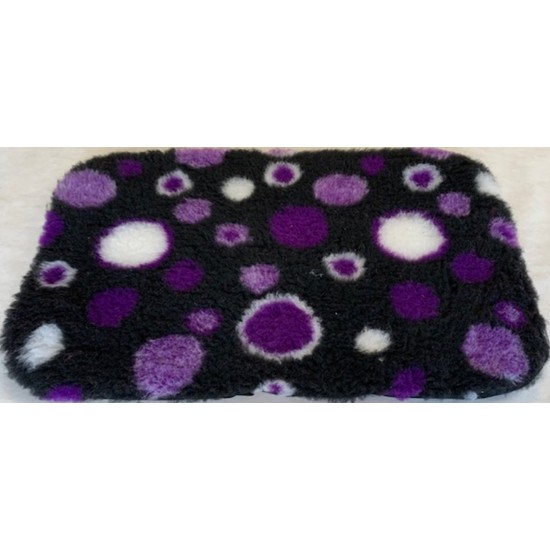 PnH Veterinary Bedding ® - BINDED - NON SLIP - Black with Purple Circles