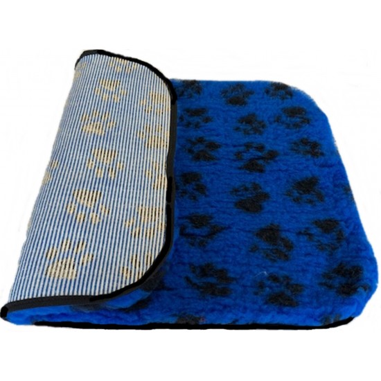 PnH Veterinary Bedding ® - BINDED - NON SLIP - Blue with Black Paws