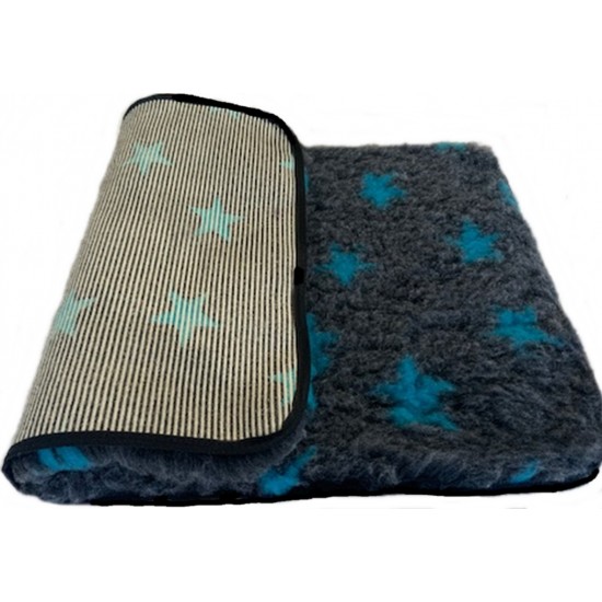 PnH Veterinary Bedding ® - BINDED - NON SLIP - Charcoal with Blue Stars