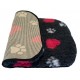 Non Slip Vet Bedding - BINDED - Charcoal with Hearts and Paws