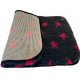 Non Slip Vet Bedding - BINDED - Charcoal with Pink Stars