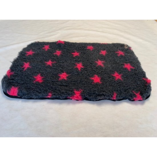 PnH Veterinary Bedding ® - BINDED - NON SLIP - Charcoal with Pink Stars