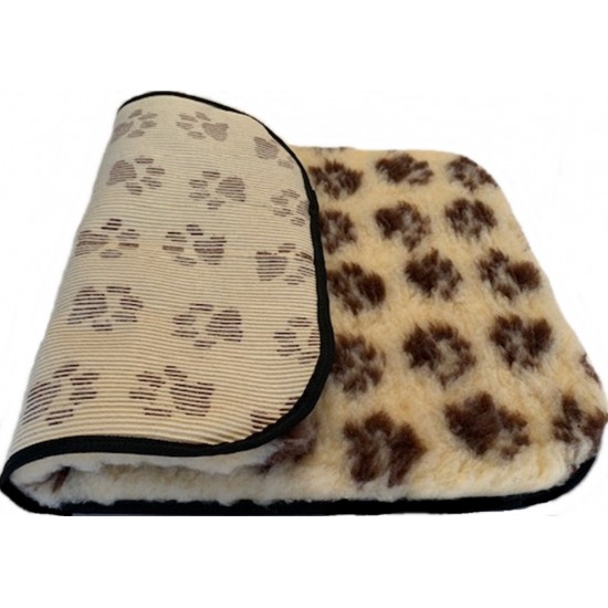 PnH Veterinary Bedding ® - BINDED - NON SLIP - Cream with Brown Paws