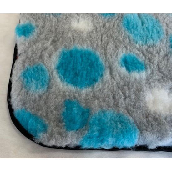 Non Slip Vet Bedding - BINDED - Grey with Blue Circles