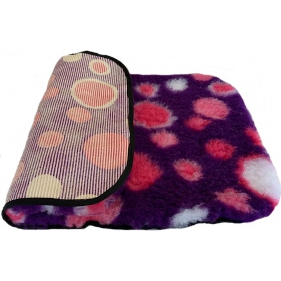 PnH Veterinary Bedding ® - BINDED - NON SLIP - Purple with Pink Circles