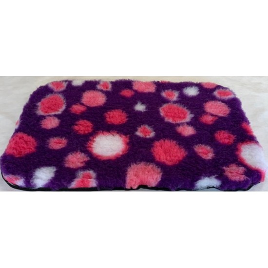 Non Slip Vet Bedding - BINDED - Purple with Pink Circles