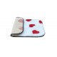 Non Slip Vet Bedding - BINDED - White with Red Hearts