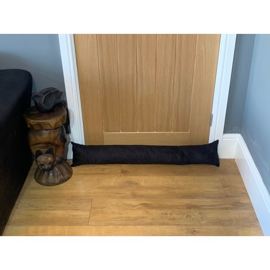 Faux Suede Draught Excluder - Black