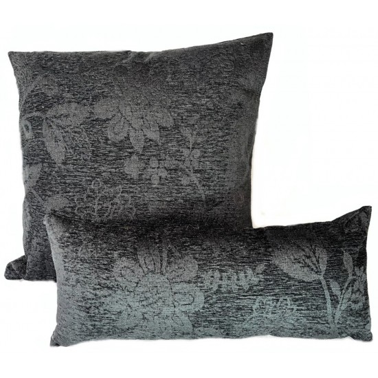 Cushion & Bolster Set - Black Embossed