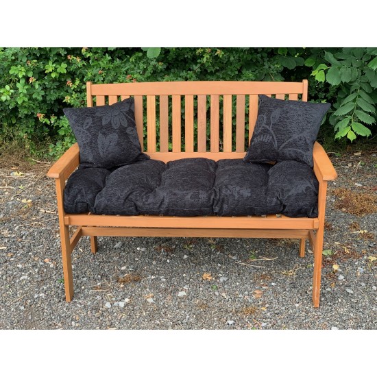 Blown Fibre Garden Bench Cushion - Black Floral 