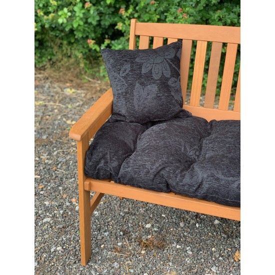 Blown Fibre Garden Bench Cushion - Black Floral 