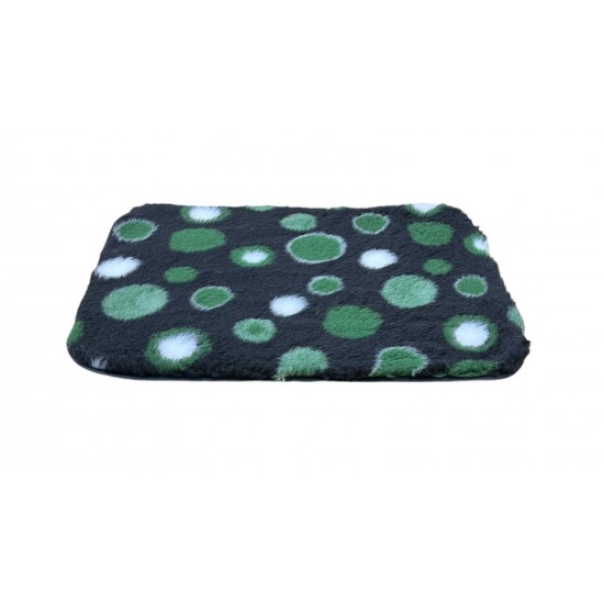 Non Slip Vet Bedding - BINDED  - Black with Green Circles