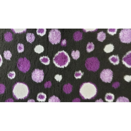 PnH Veterinary Bedding - NON SLIP - RECTANGLE - Black with Purple Circles