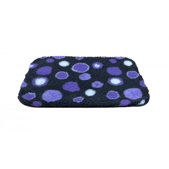 Non Slip Vet Bedding - BINDED - Black with Purple Circles