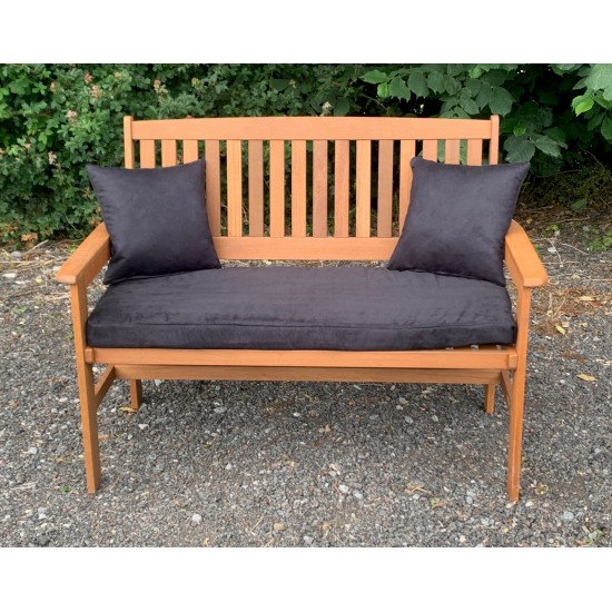 Garden Bench Cushion with Optional Sets - Black Faux Suede