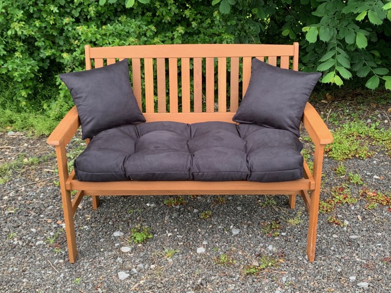 Blown Fibre Garden Bench Cushion - Black Faux Suede