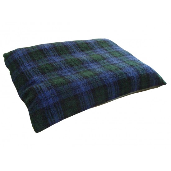 Fleece Dog Bed Cushion With Waterproof Base - Blackwatch Tartan