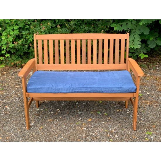 Garden Bench Cushion with Optional Sets - Denim Blue Faux Suede