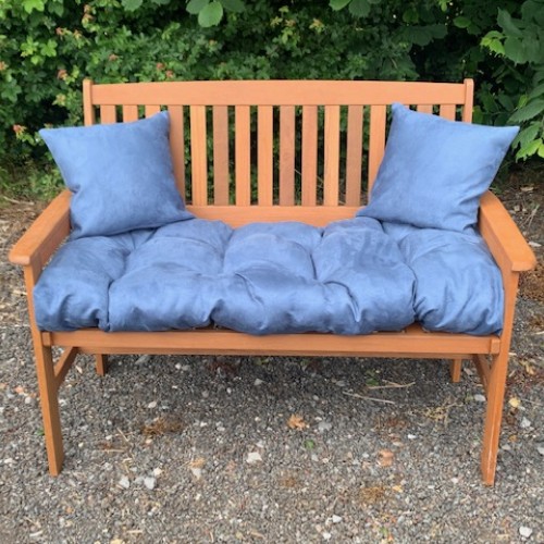 Blown Fibre Garden Bench Cushion Denim Blue Faux Suede Option 3ft Bench Cushion