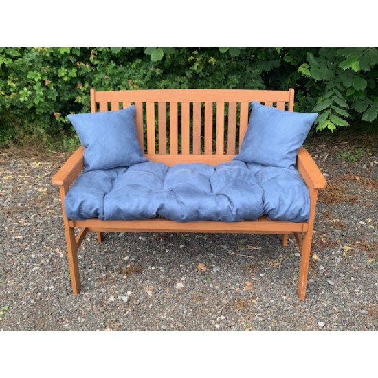 Blown Fibre Garden Bench Cushion - Denim Blue Faux Suede