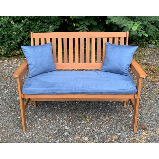 Garden Bench Cushion with Optional Sets - Denim Blue Faux Suede