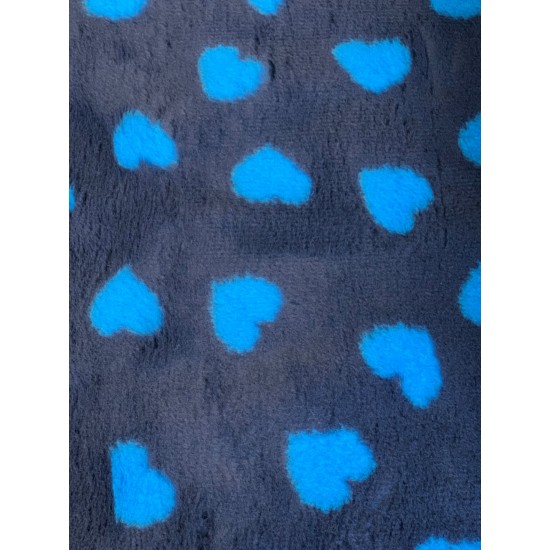 Clearance PnH Veterinary Bedding - NON SLIP - Blue / Teal Hearts - 75cm x 48cm