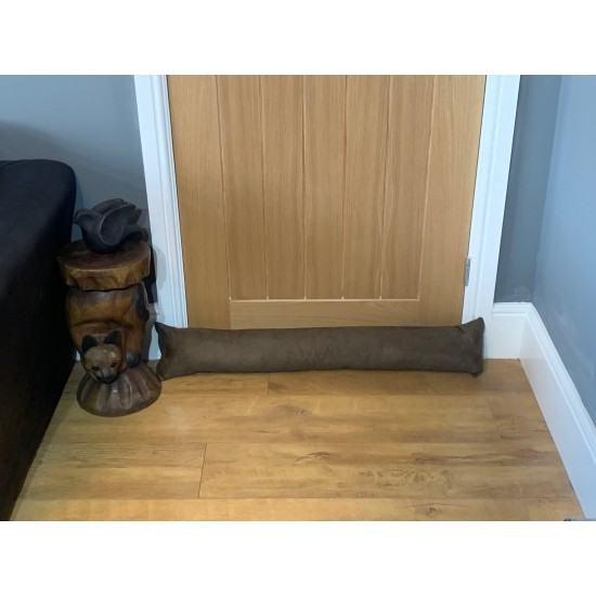 Faux Suede Draught Excluder - Chocolate Brown