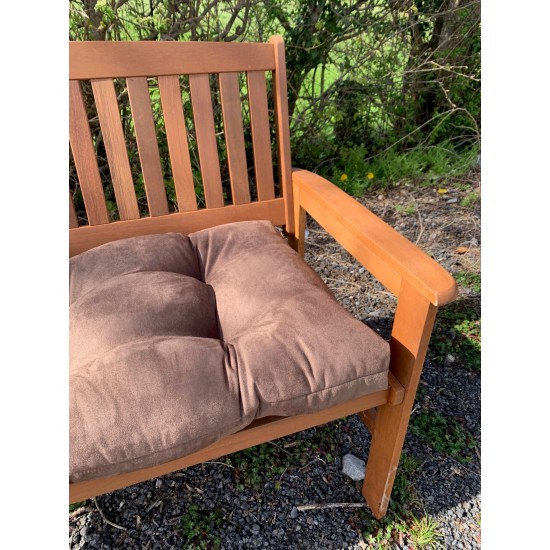 Blown Fibre Garden Bench Cushion - Chocolate Brown Faux Suede