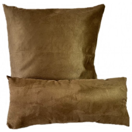 Faux Suede Cushion & Bolster Set - Chocolate Brown 