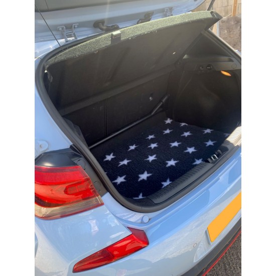 Car Boot Liner - Blue with Teal Hearts