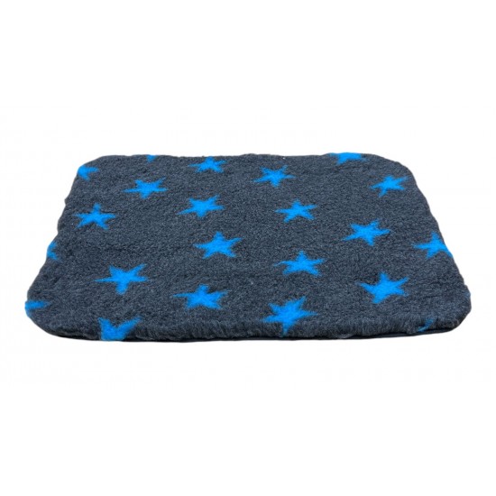 Non Slip Vet Bedding - BINDED - Charcoal with Blue Stars