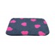 Non Slip Vet Bedding - BINDED - Charcoal with Cerise Pink Hearts