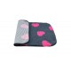 Non Slip Vet Bedding - BINDED - Charcoal with Cerise Pink Hearts