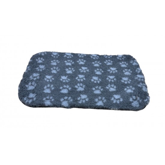 Non Slip Vet Bedding - BINDED - Charcoal with Grey Paws