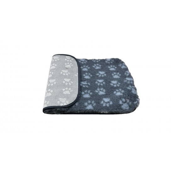 Non Slip Vet Bedding - BINDED - Charcoal with Grey Paws