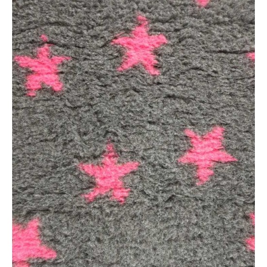 PnH Veterinary Bedding - NON SLIP - RECTANGLE - Charcoal with Pink Stars