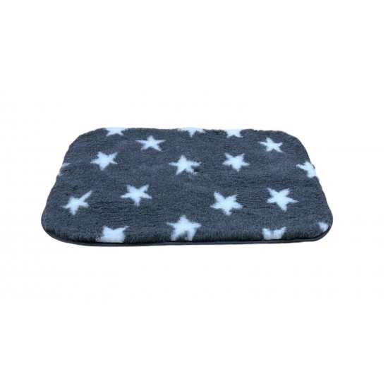 Non Slip Vet Bedding - BINDED - Charcoal with White Stars