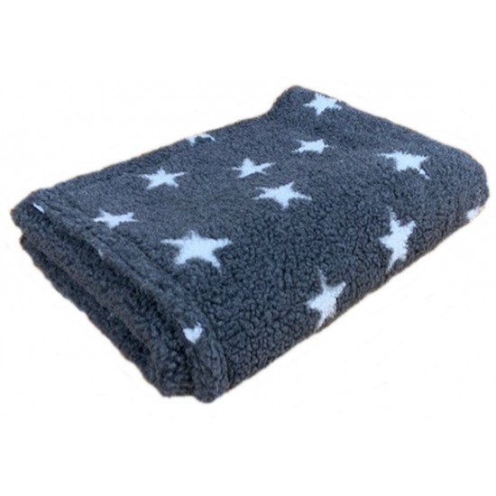 Deluxe Sherpa Fleece Lap Blanket - DOUBLE LAYERED - Grey with White Stars